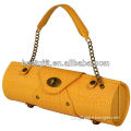 Fashion yellow leather portable wine bag holder